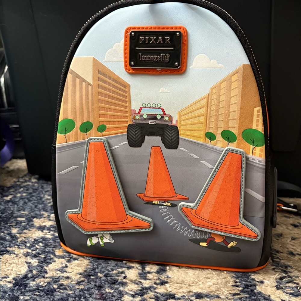 Loungefly Pixar Traffic Cone Backpack - Orange and Black